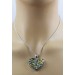 Herz Pyrit Anhänger Silber 925 gold grüner Edelstein 36.0ct.