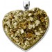 Herz Pyrit Anhänger Silber 925 gold glänzender Edelstein 100.0ct.