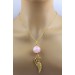 Rosenquarz Flügel Anhänger Silber vergoldet rosa Edelstein 57.6ct