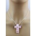 Kreuz  Rosenquarz Edelsteinanhänger rosa Edelstein gebohrt
