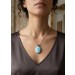 Larimar Anhänger Silber 925 Larimar Edelstein 41ct. hellblau weiß 