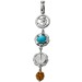 Larimar Anhänger Silber 925 Bergkristall Omzeichen Rudrakshanuss