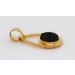 Achat Anhänger Gelbgold vergoldet schwarze Druse 3.8ct.