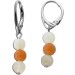 Mondstein Ohrhänger Silber 925 grau weiss orange Kugeln 6.4mm 