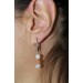 Mondstein Ohrhänger Silber 925 grau weiss orange Kugeln 6.4mm 