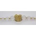 Bergkristall Collier Gelbgold vergoldet weiße Edelstein Kugeln Rose 