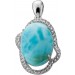 Larimar Anhänger Silber 925 blauer Edelstein18.2ct weiße Topase  