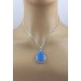 Chalzedon Anhänger Silber 925 himmelblauer Edelstein 30ct