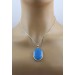 Chalzedon Anhänger Silber 925 himmelblauer Edelstein 25ct