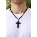 Obsidian Kette Kreuz Anhänger Jesus schwarze Edelsteine Edelsteinschmuck Damenschmuck