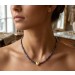 Saphir Herz Kette Silber vergoldet rote Rubine Natur Edelsteine